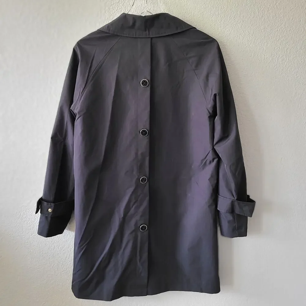 Via Spiga Black Single Breasted Mid-Length Trench Coat Size Medium Pockets Lined
